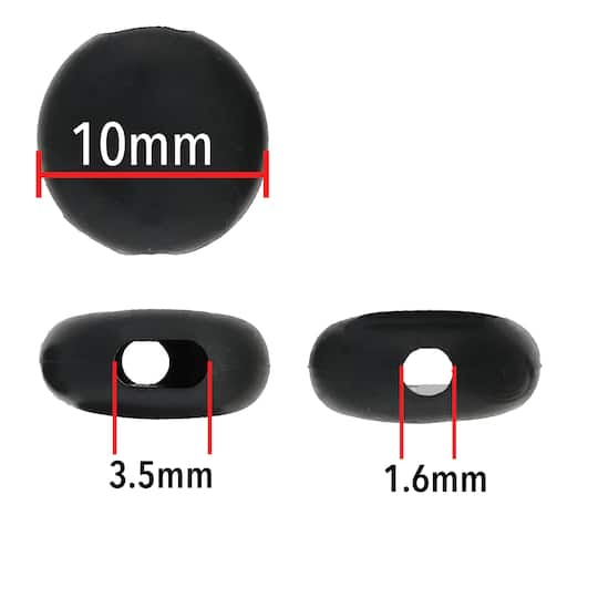 Fablastic™ Black Silicone Cord Locks, 10mm